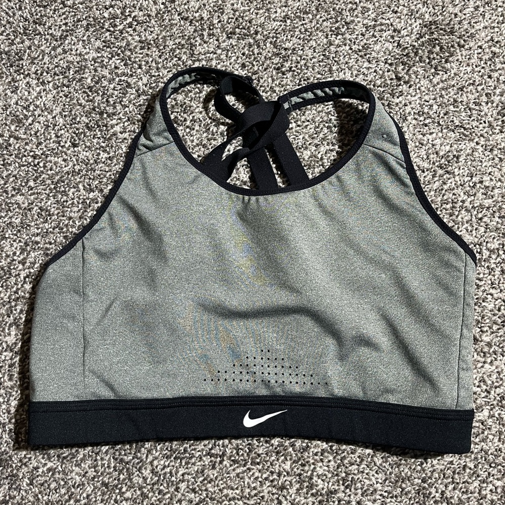 Nike Racerback Sports Bra Size XL Gray Black